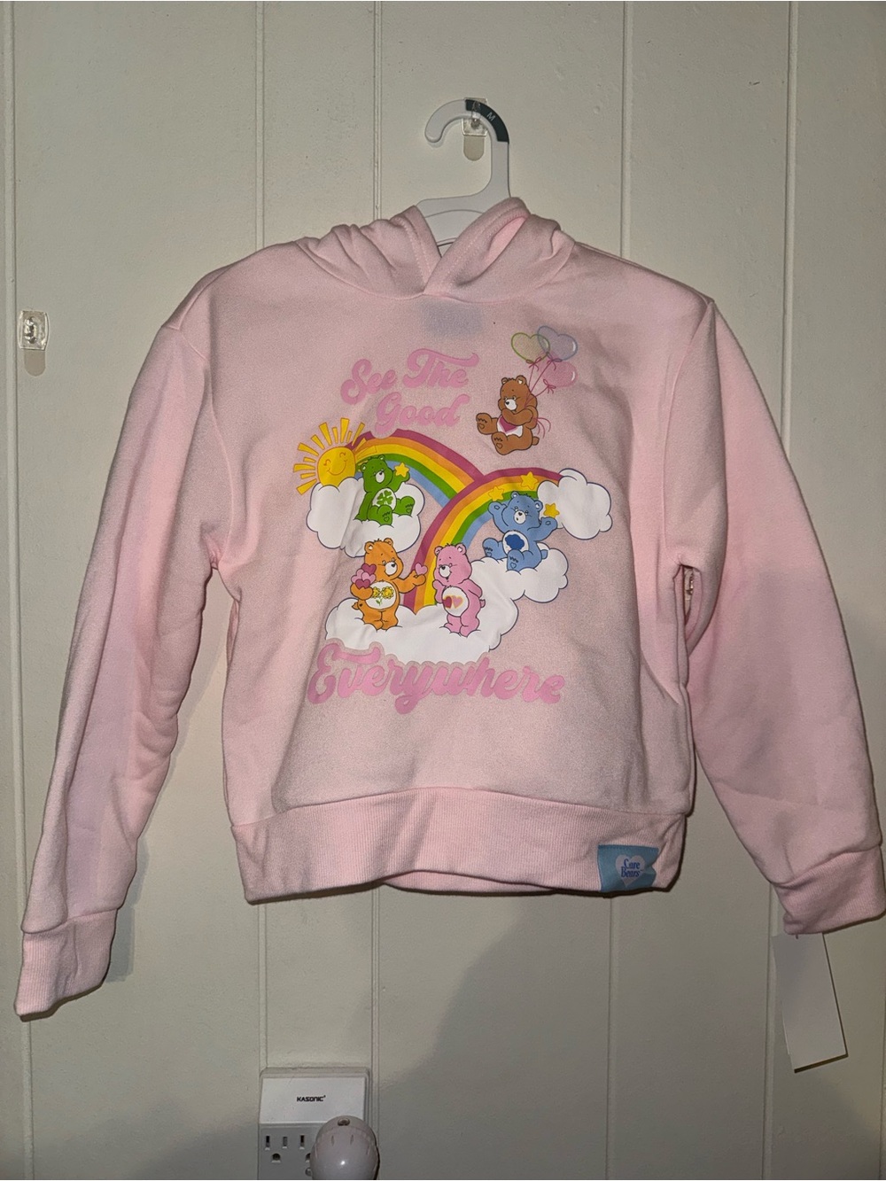 Care Bears Pink Pullover Hoodie with Rainbow Graphic